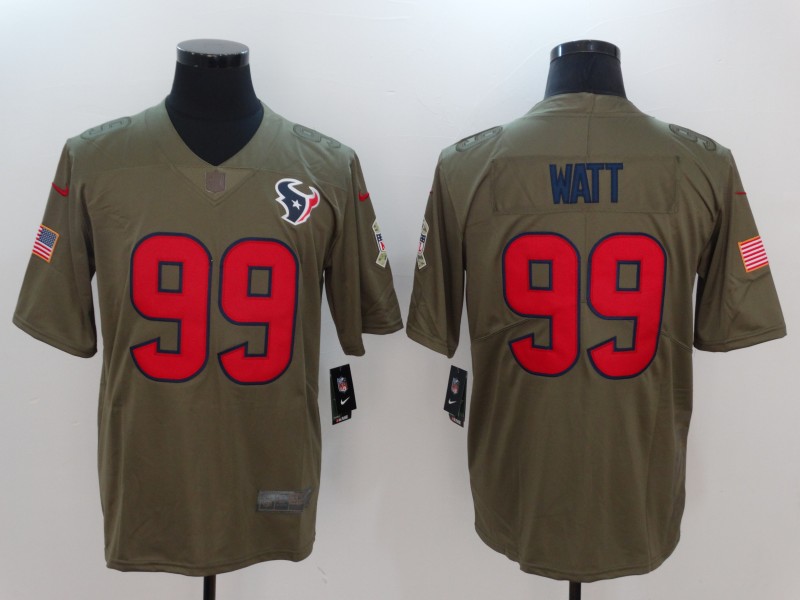 Men Houston Texans #99 Watt Nike Olive Salute To Service Limited NFL Jerseys